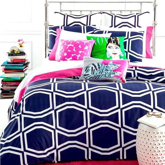 Kate spade Geometric Navy & White Comforter - Picture 1 of 5